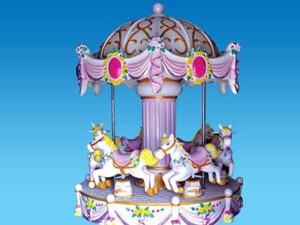 Kiddie carousel ride with 3-horse 